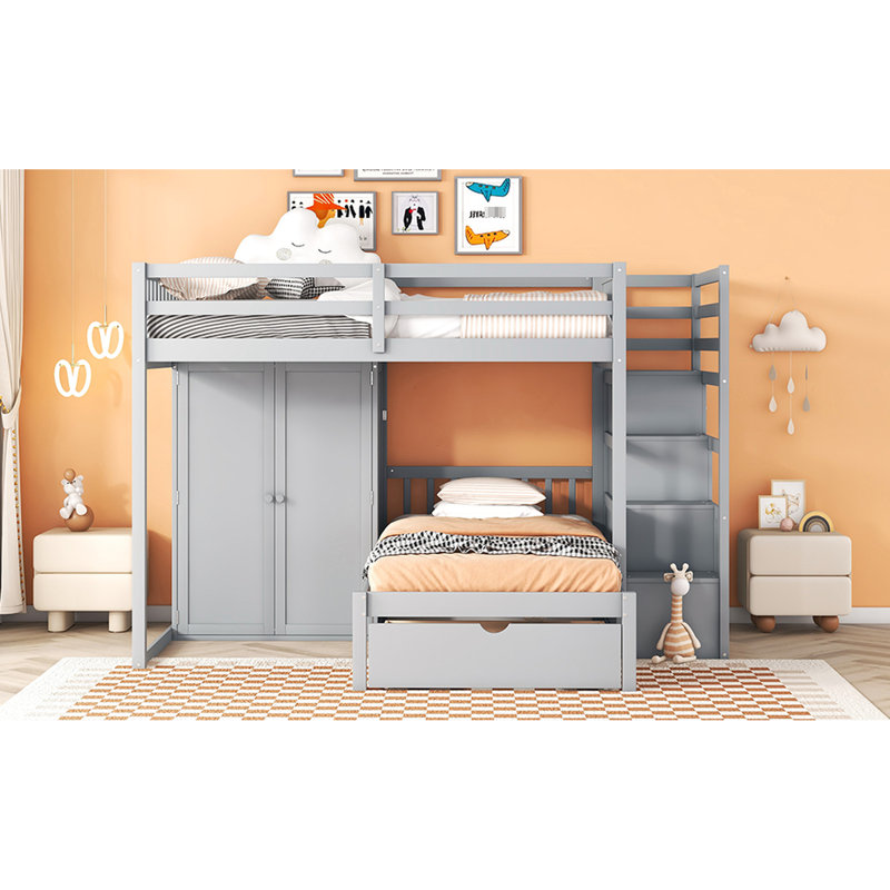 Lit superposé double avec tiroir - Gardez votre chambre à coucher en rangeant un rangement fonctionnel, Lit double, Blanc