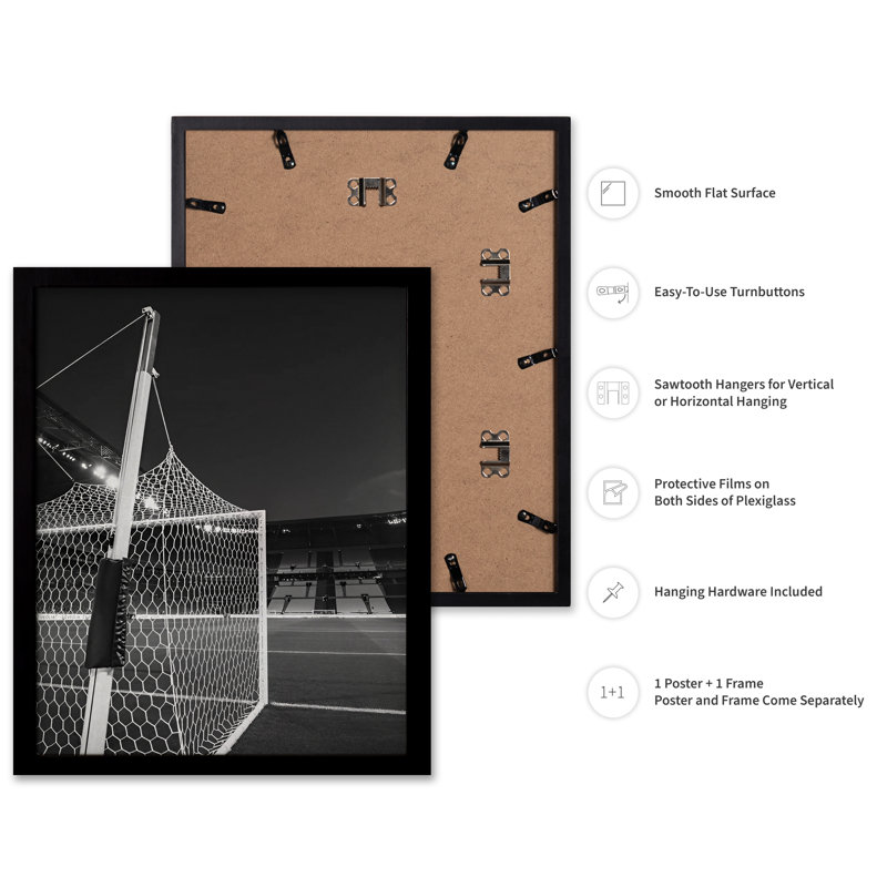 Soccer Field, Black Framed, Poster, 16"H x 20"W
