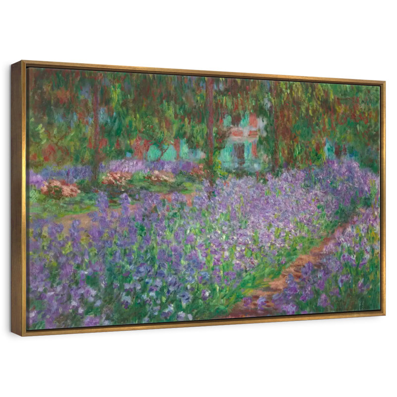 Le jardin de l'artiste à Giverny en 1900, Cadre flottant doré, 40 po x 27 po