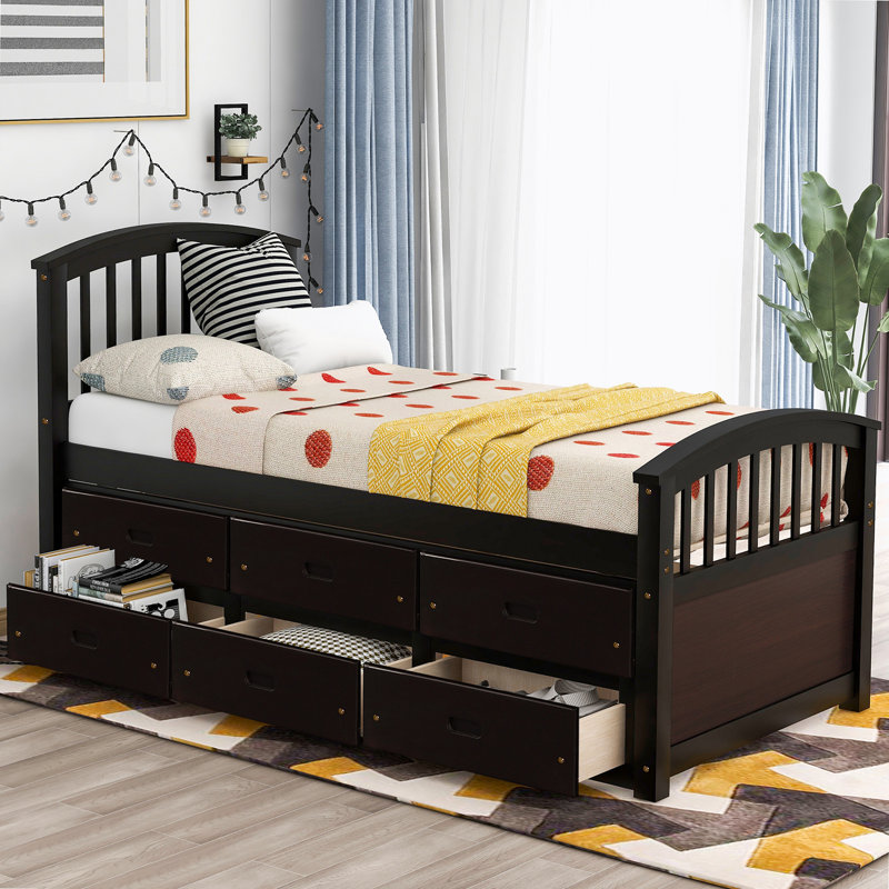 Eckart Solid Wood Slat Storage Bed, Espresso
