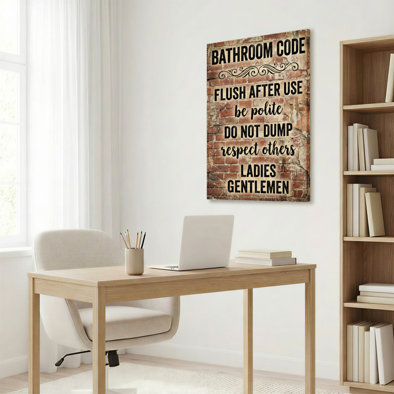 «Bathroom Code Brick», reproduction d'art sur toile tendue sur toile, ensemble de 1, H 36 po x l 24 po