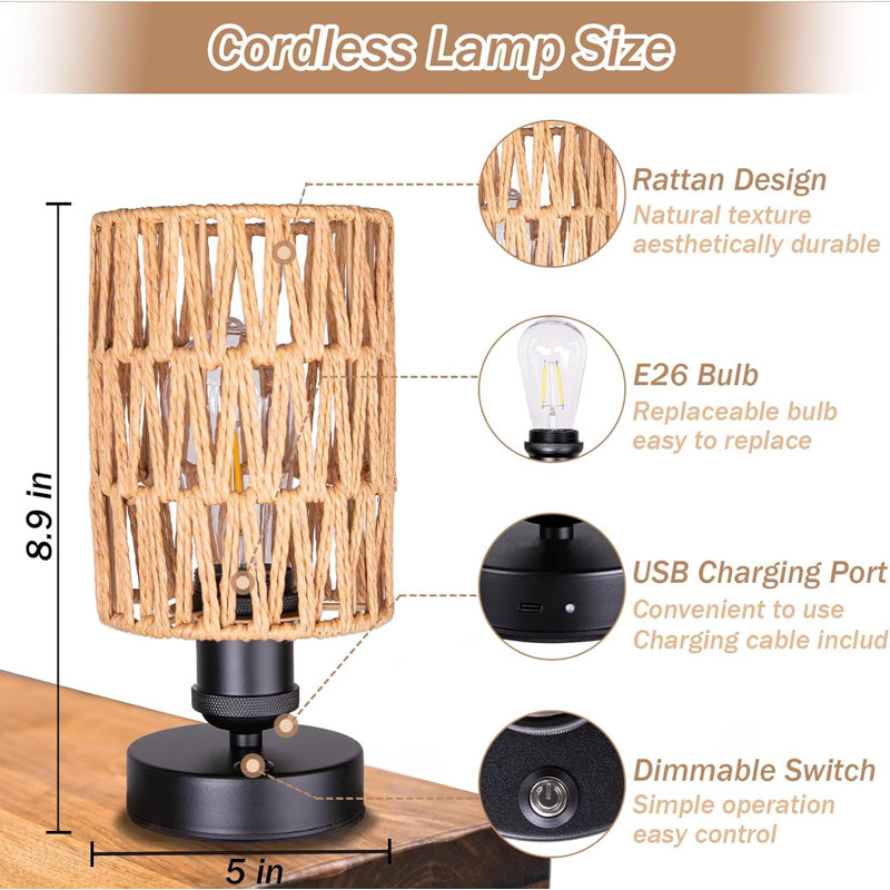 Ensemble de 2 lampes de table d'extérieur, Beige