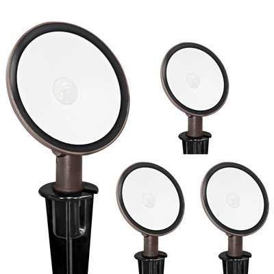 Projecteur d'extérieur à DEL basse tension pour l'extérieur, éclairage mural en aluminium, rond, 3000 K, paquet de 4