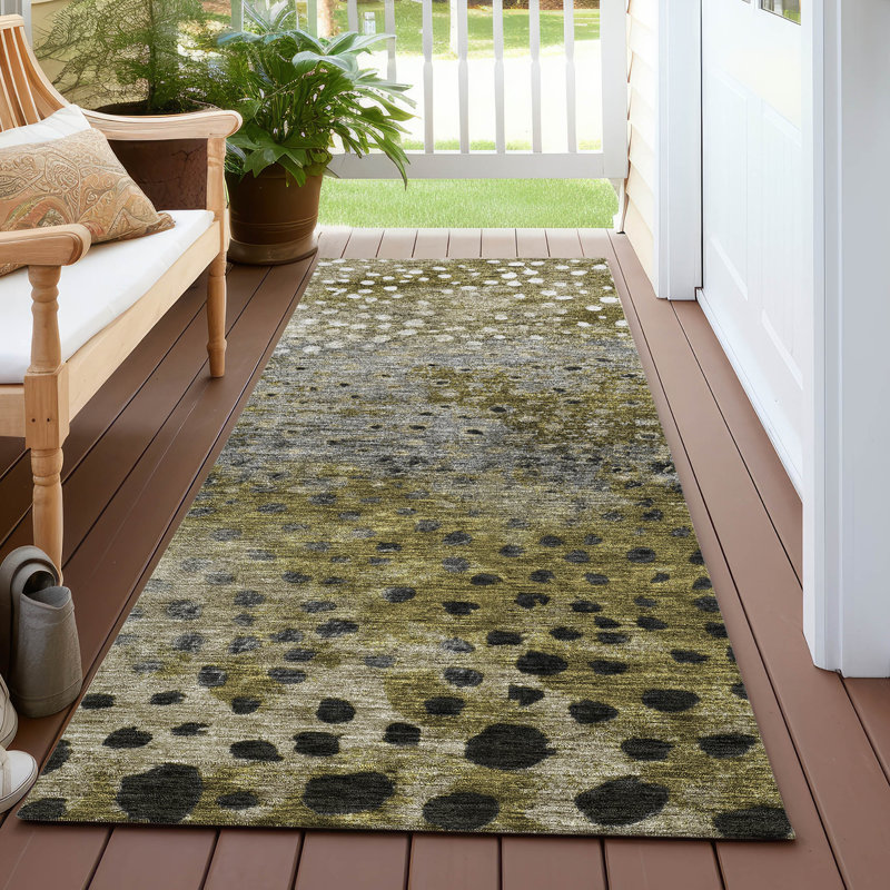 Tapis d'intérieur / extérieur lavable brun Nuvane , 2 pi 3 po x 7 pi 6 po