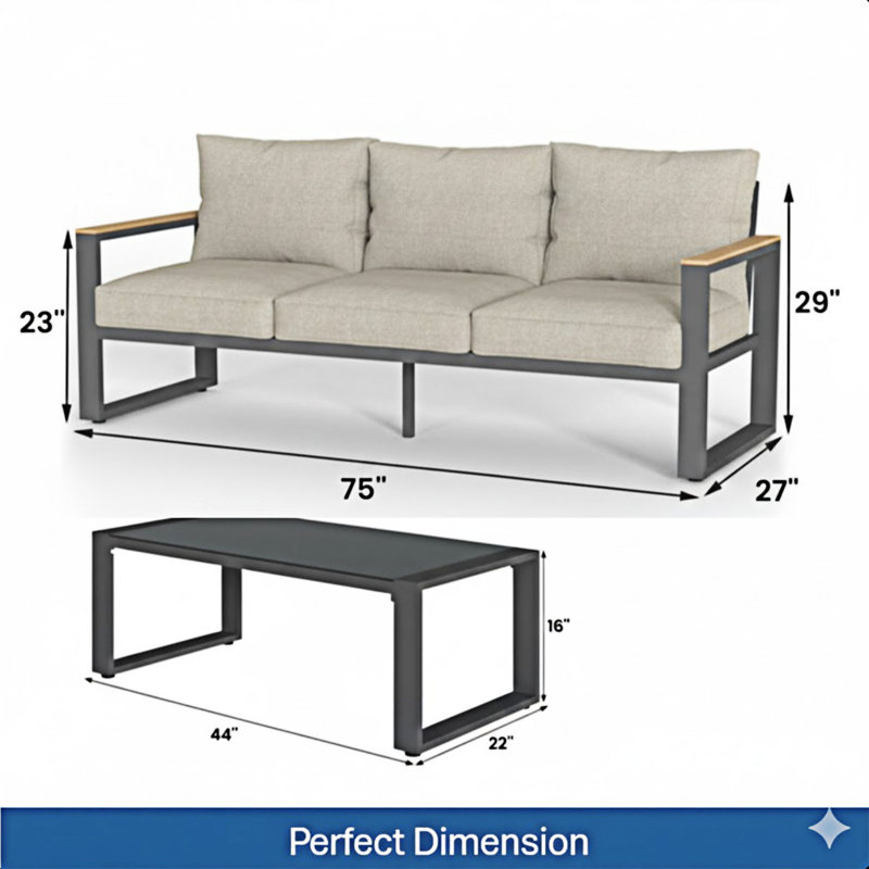 2-Piece Outdoor Sofa Couch Set, Beige