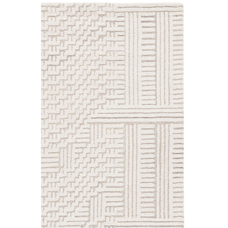 Derry 601 Hand Tufted Wool/Cotton Abstract Rug in Beige/Ivory, Rectangle 6' x 9'