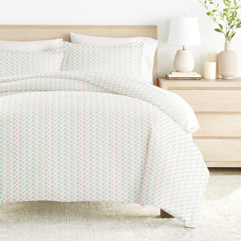 Ensemble de housse de couette en microfibre à motif de literie ultra douce en bleu clair