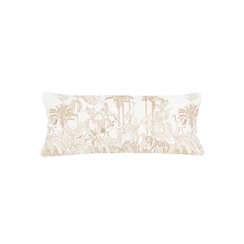 Printed Pillows Linen Pillow Cover & Insert, Black, Rectangle 14" H x 40" W, Down Blend