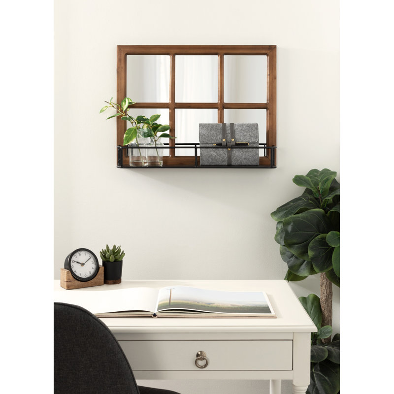 Miroir d'appoint Kaufman, H 24 po x l 18 po, Brun / noir