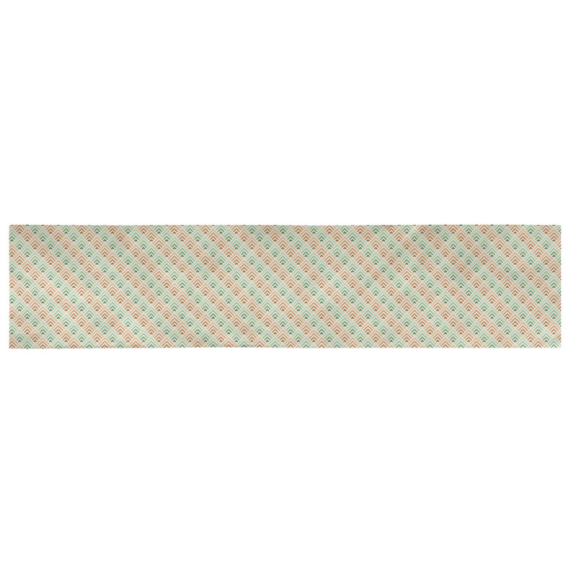 Chemin de table géométrique Avicia, 73,5 po x 17,5 po, Polyester, Vert / Orange