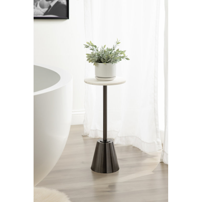 Table ronde en marbre et métal, Argent argent
