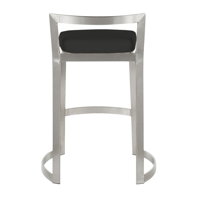 Tabouret de bar 28 po Derik, Acier inoxydable, Velours noir