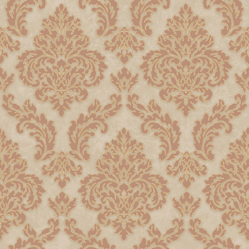 Aghalee Nights Damask 10m x 53cm Wallpaper Roll, Stone / Brown