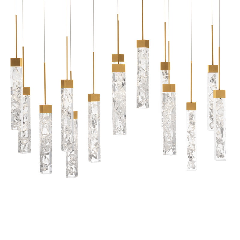 Minx 14-Light Aged Brass LED Crystal Cluster Pendant