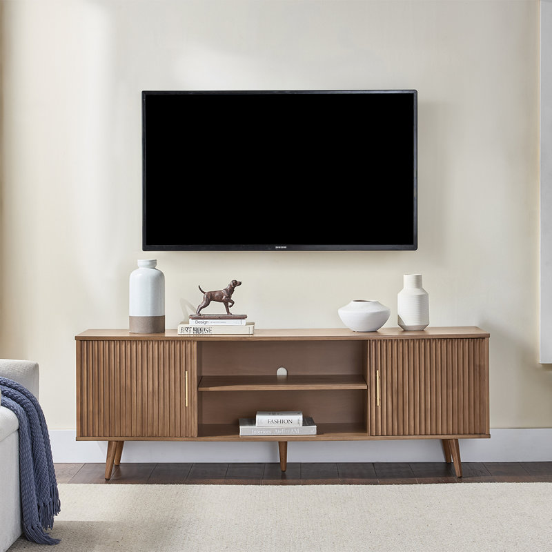 Verona 70" 2 Wood Door  TV Stand, Deep Oak
