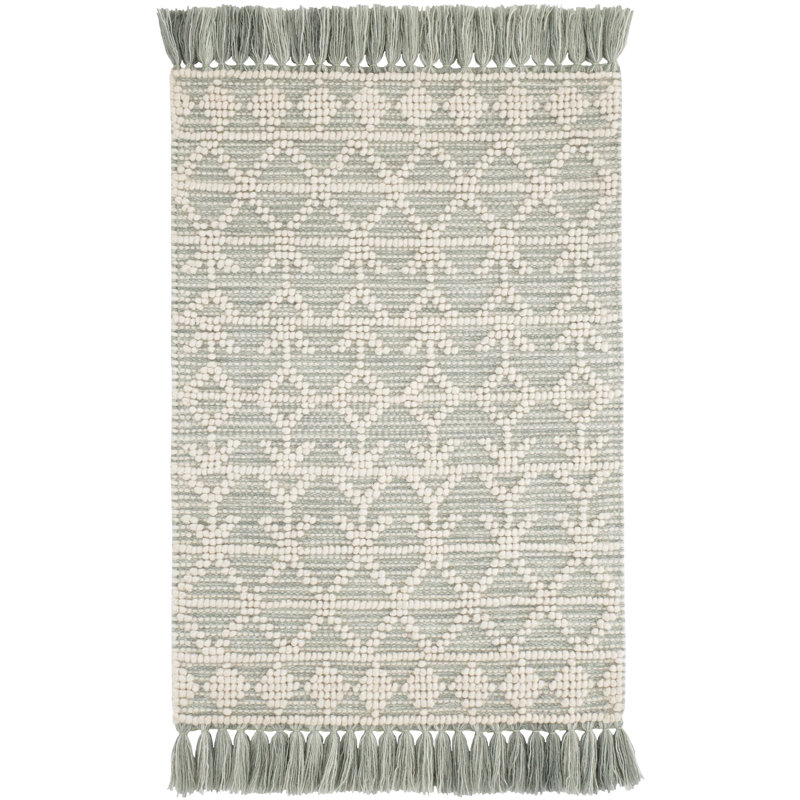 Pembrook Desert Sage Handwoven Wool Rug, Rectangle 5' x 8'