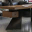 Bureau brun clair + bois massif rectangulaire noir + bureaux en fer-108304473-108304476