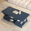 Table basse rectangulaire bleue avec coins arrondis, 6 espaces de rangement, facile à assembler, pour les tablettes ouvertes en bois d'ingénierie, rangement indépendant, bords, salle de réception