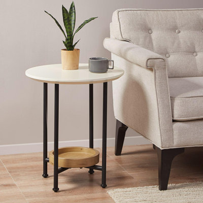Table de bout ronde avec rangement ouvert