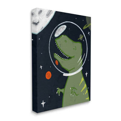 Fantaisie dinosaure astronaute, Voie Lactée, T-Rex XXL, art mural sur toile tendue par Daphne Polselli