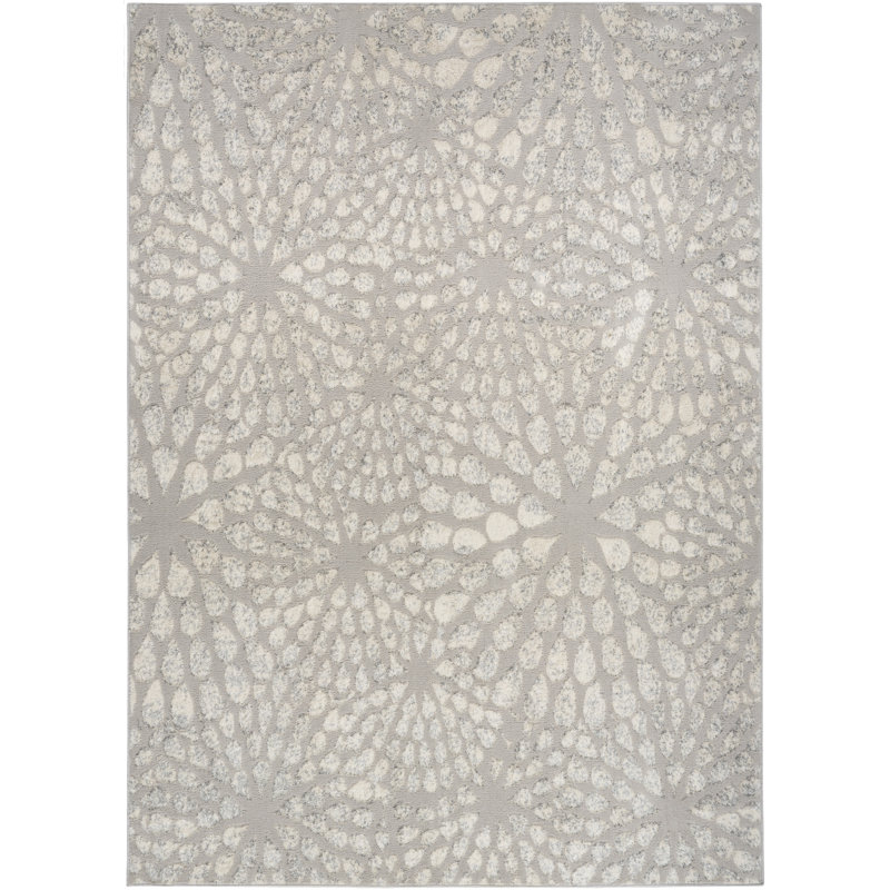 Ebern Designs Rhodes Grey Silver Modern Indoor Rug, Rectangle 5'3" x 7'3"