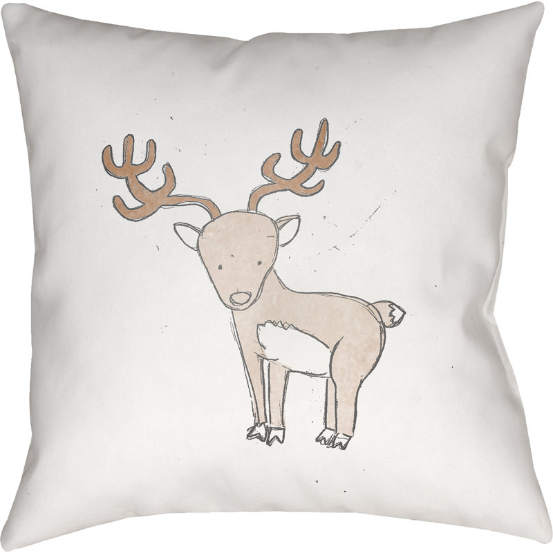  Indoor/Outdoor Throw Pillow, 18" H x 18" W x 4" D, Deer