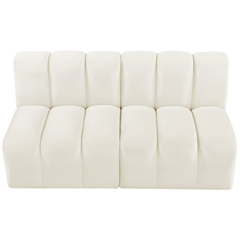 Hiral Upholstered Sectional Reversible, Cream Velvet