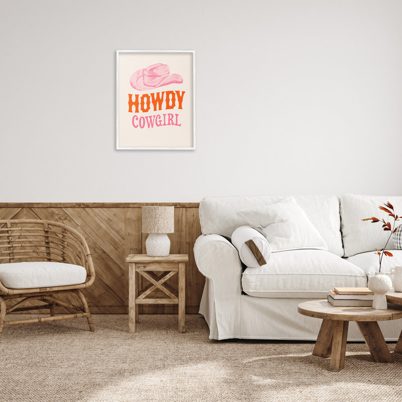 Howdy Cowgirl, art de la giclée encadrée par Victoria Barnes, Giclée encadrée blanc bord de mer, H 30 po x l 24 po