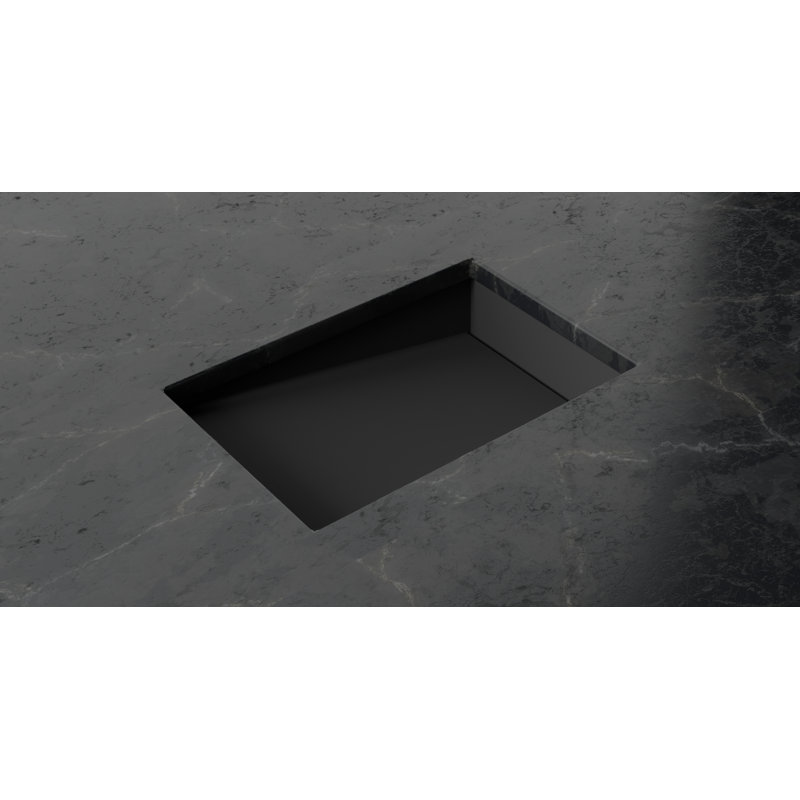 Lavabo de salle de bain encastré en pierre noire en résine mate Badeloft UB-04-RL-MBLK 25,2 po x 16,1 po, Noir mat