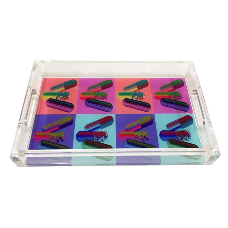 Ode To Hurst Neon Acrylic Rectangle Decorative Tray, 12.5"W x 7.75"D x 2"H