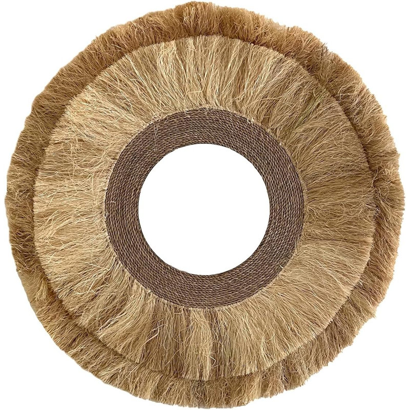 Miroir mural rond en bambou tissé azur Seagrass