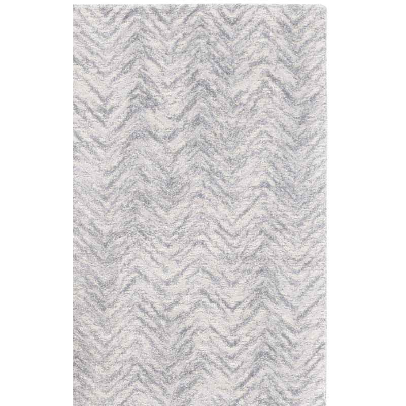 Tapis en laine / coton à chevrons touffeté à la main Jaylean, Rectangle 3 pi x 5 pi