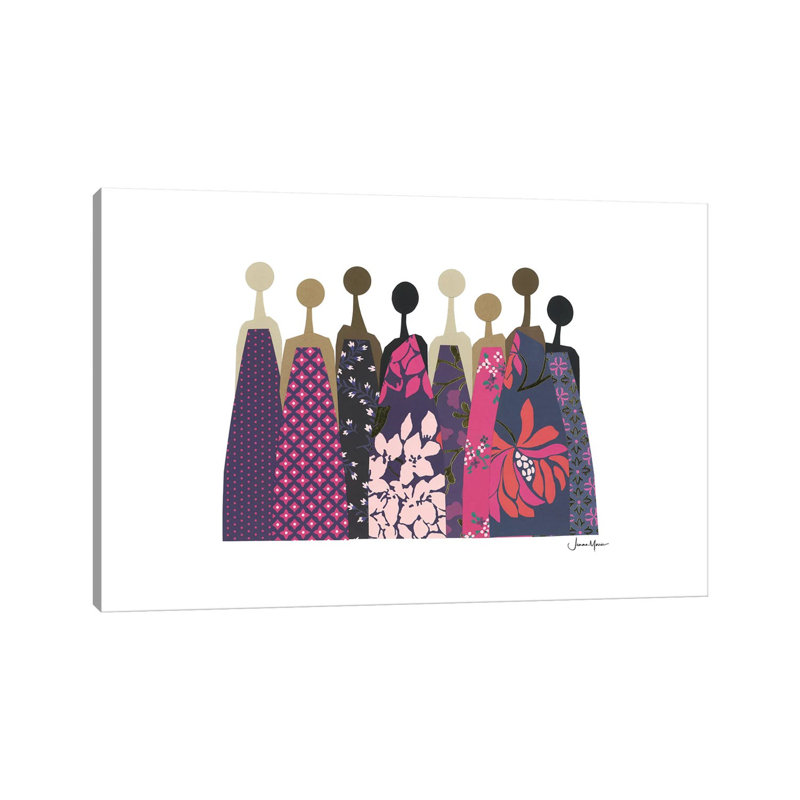 Sisterhood March In Pink And Purple by LouLouArtStudio - Print on Canvas, 45.72cm H x 66.04cm W x 1.91cm D, Wrapped Canvas