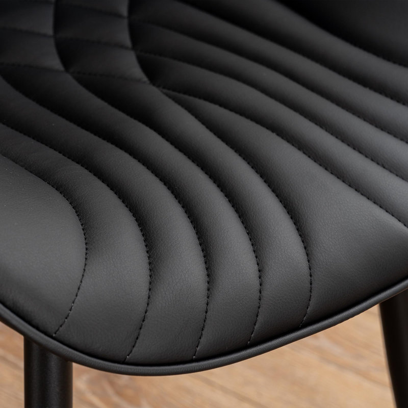 Jimma Faux Leather Upholstered Wingback Dining Chair with Iron Legs, Black