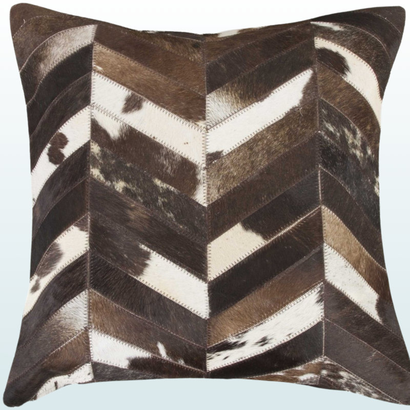 Coussin Chevron, Brun / Blanc, Coton
