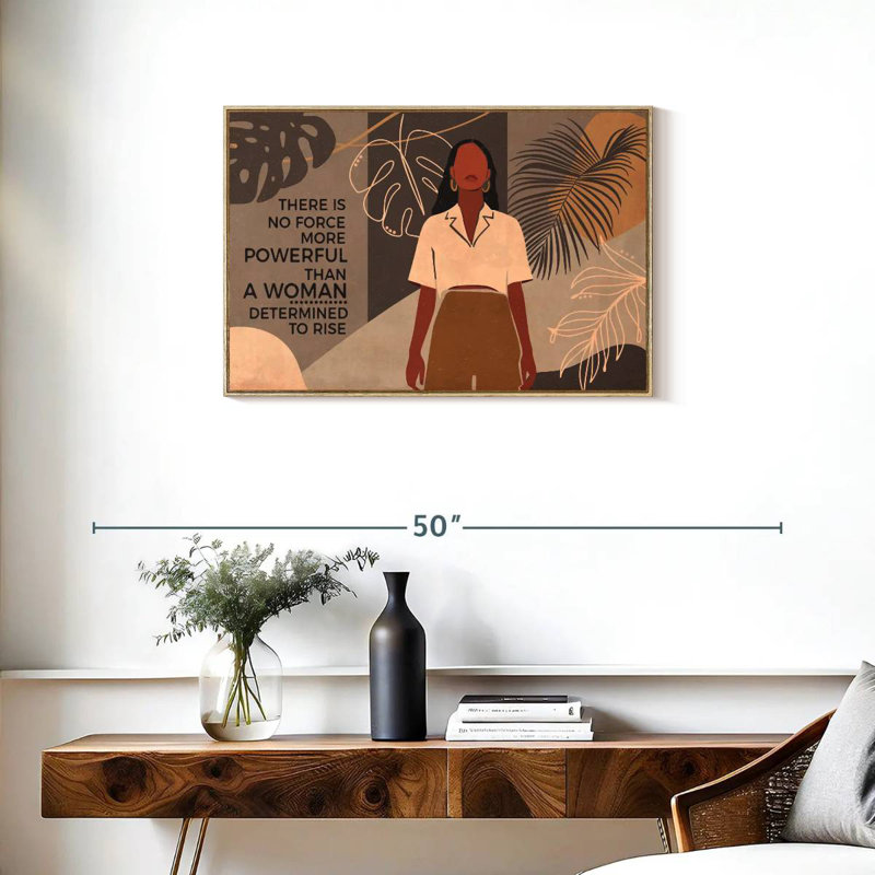 Black Power - citation de femme, Cadre flottant en bois naturel, 31 po x 21 po