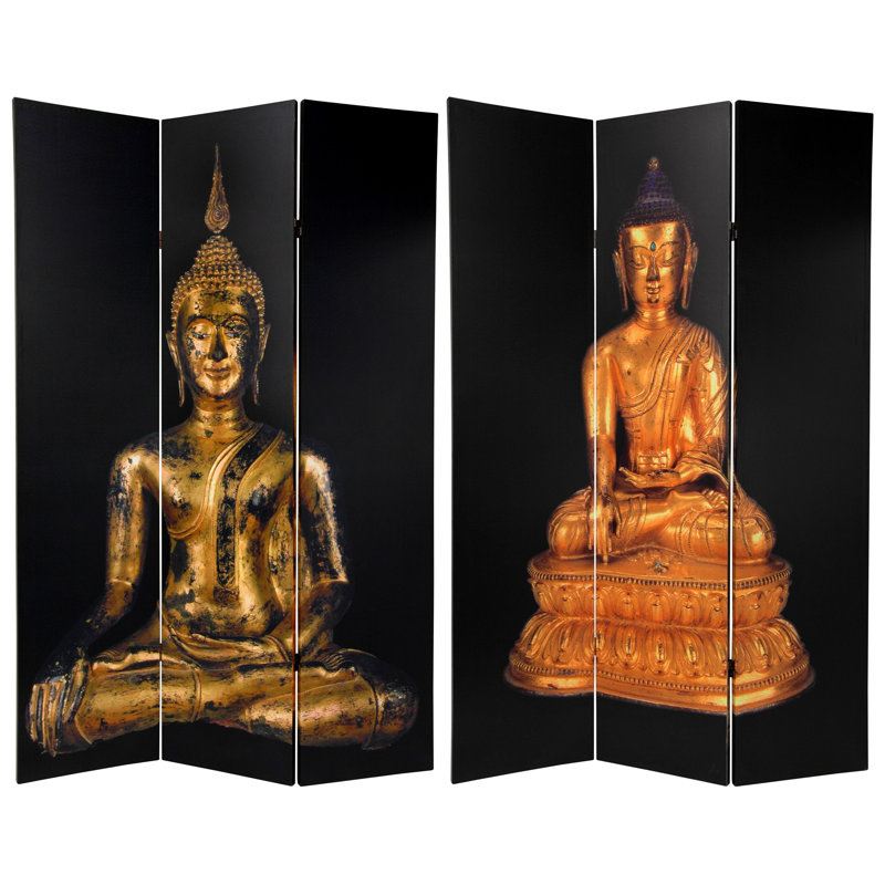 Paravent Bouddha, Black/Gold