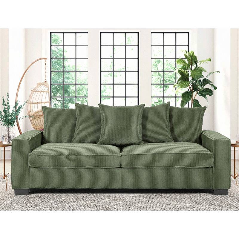 Canapé à dossier large de 88 po, Vert foncé