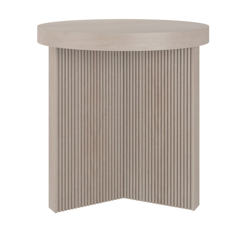 Brielle Pedestal End Table, White, White Wood