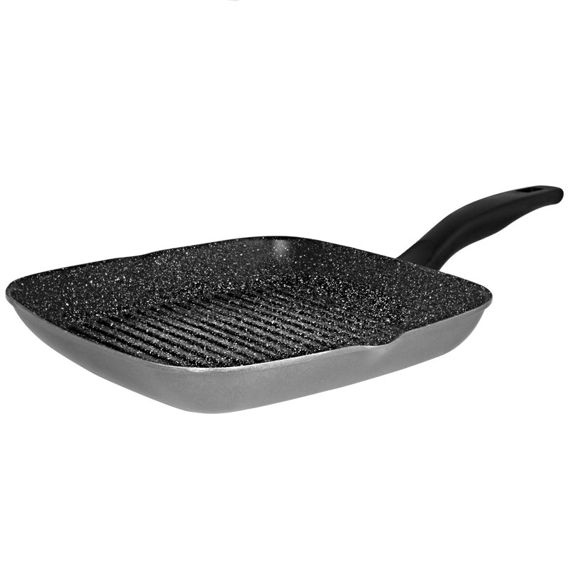 28cm Aluminum Grill Pan / Griddle Set, Black