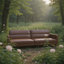 87" Mid-Century Modern Faux Leather 3-Person Sofa