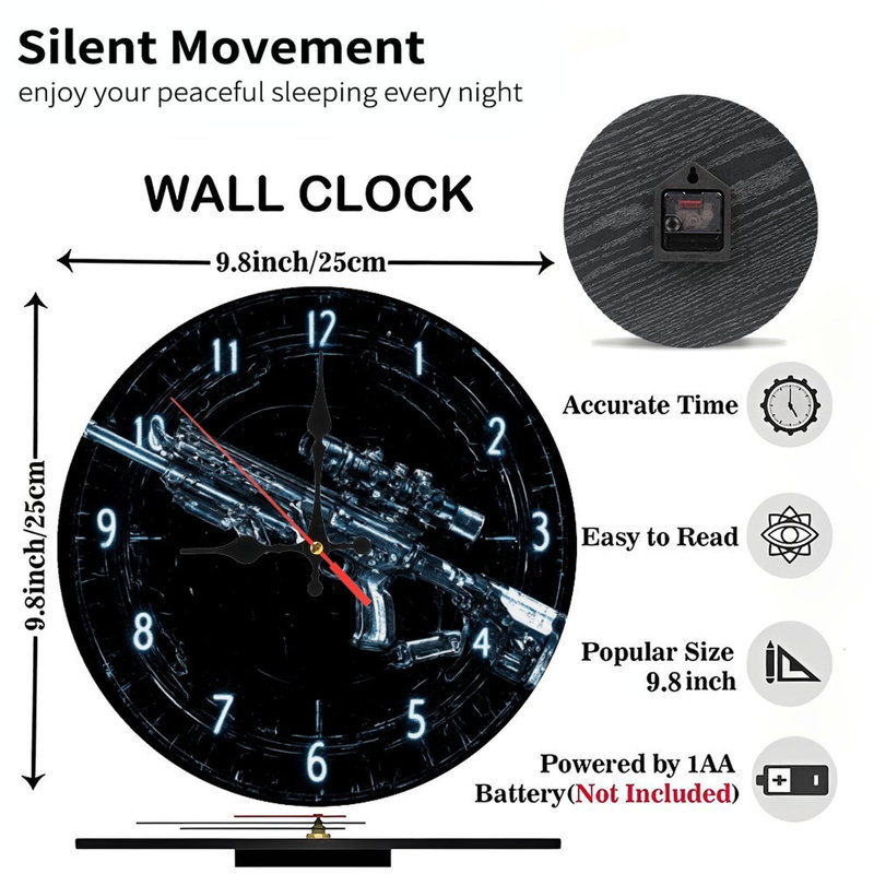 Scoped Rifle On Clock Face