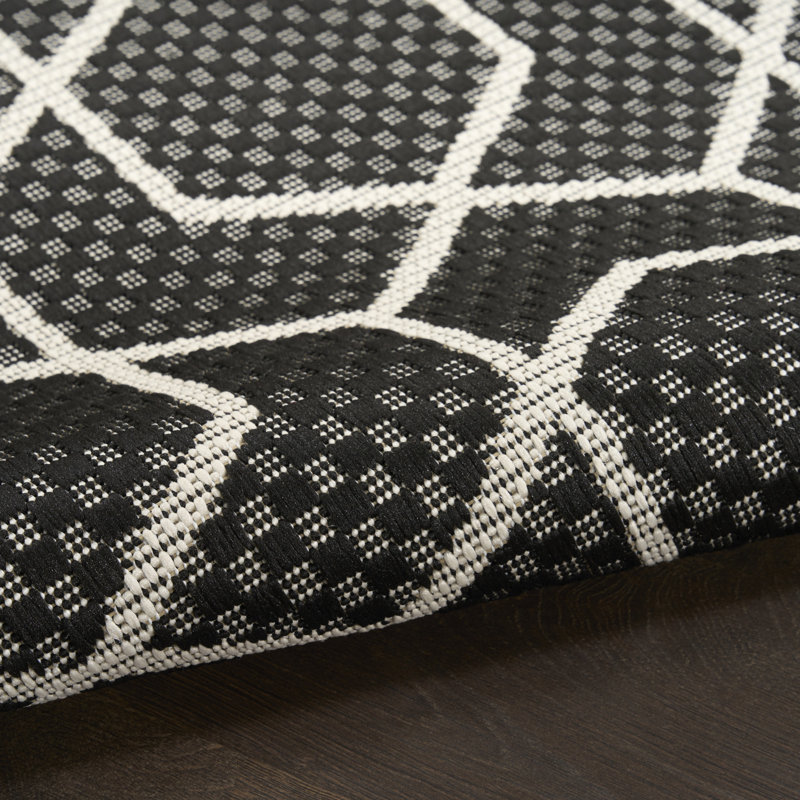 Reidy Black Modern Indoor/Outdoor Rug, Round 8', Black