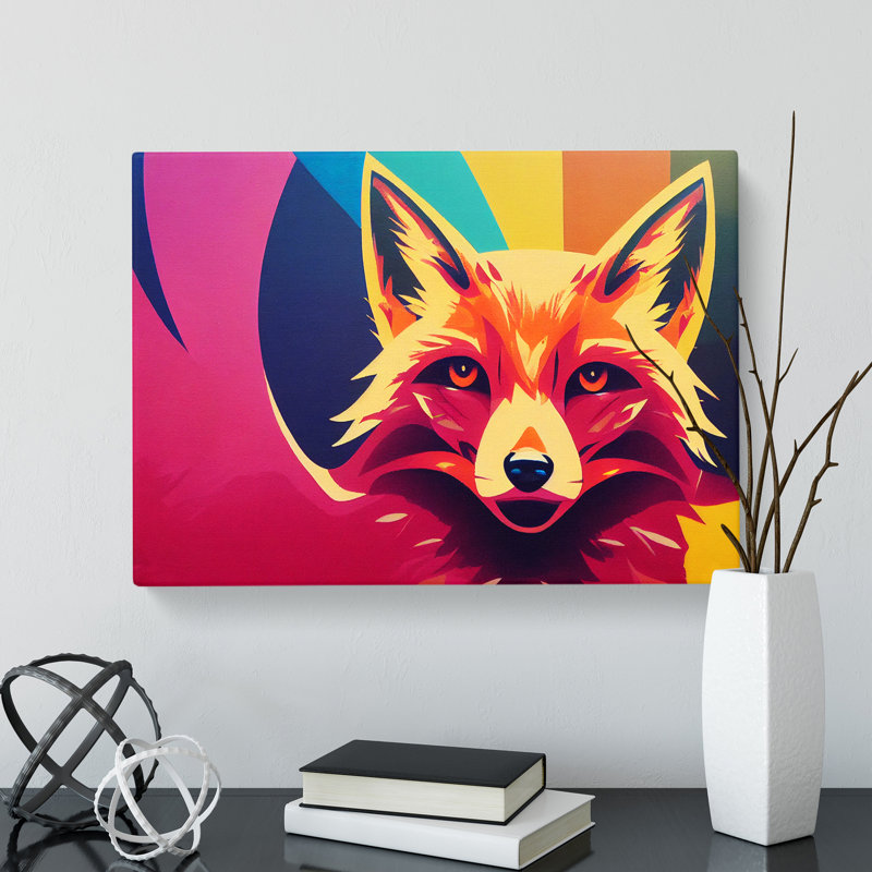 Classic Abstract Fox - Wrapped Canvas Print, 35cm H x 50cm W x 3cm D