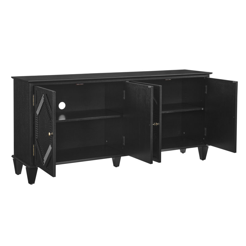 Buffet rétro en bois avec rangement, Noir
