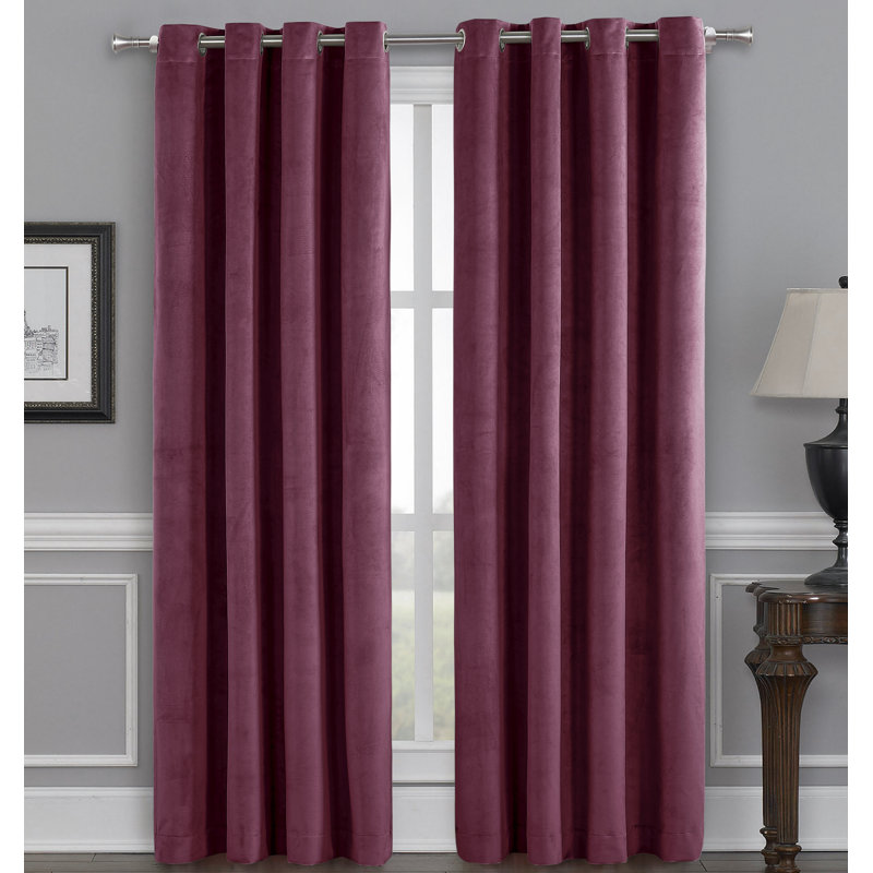 Caffee Velvet Blackout Curtain Pair, Red