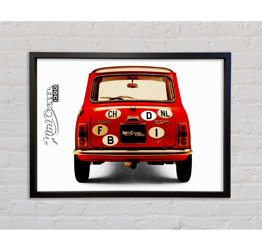 Mini Cooper Retro Heck - Einzelner Bilderrahmen Kunstdrucke auf Leinwand