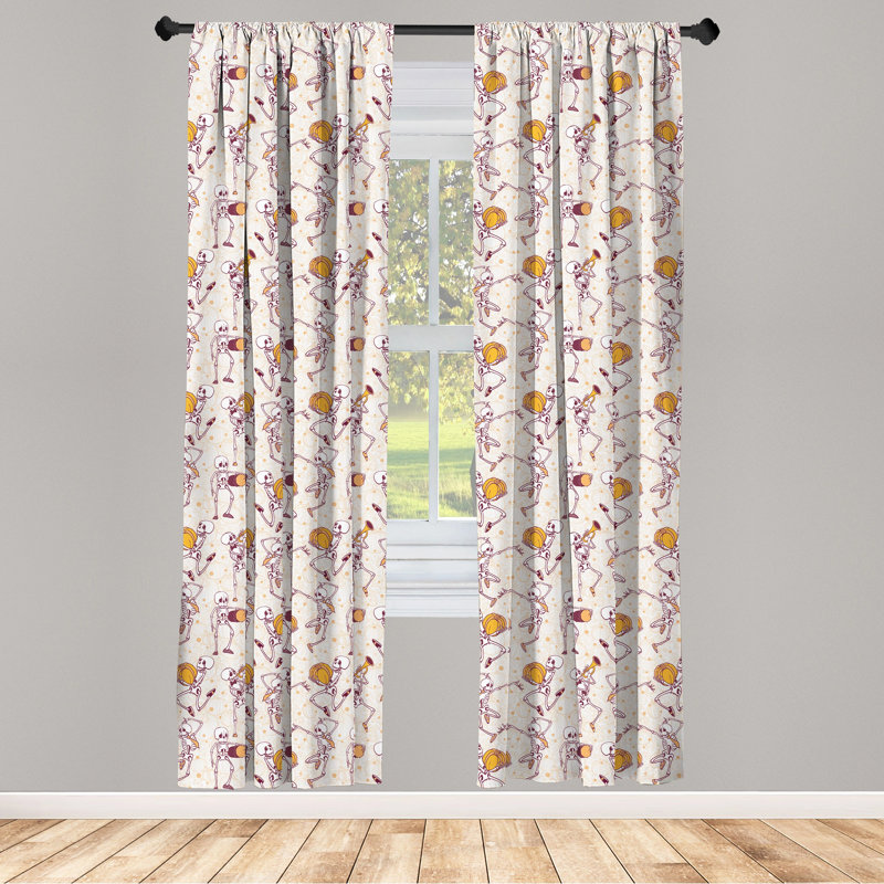 Skeleton Semi-Sheer Rod Pocket Curtain Panels, 28" x 95"