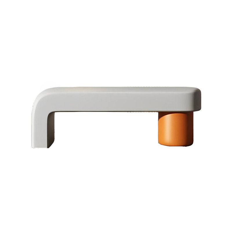 Banc rembourré en similicuir Light Luxury, Orange / gris clair, H 17,71 po x l 47,24 po x P 15,74 po