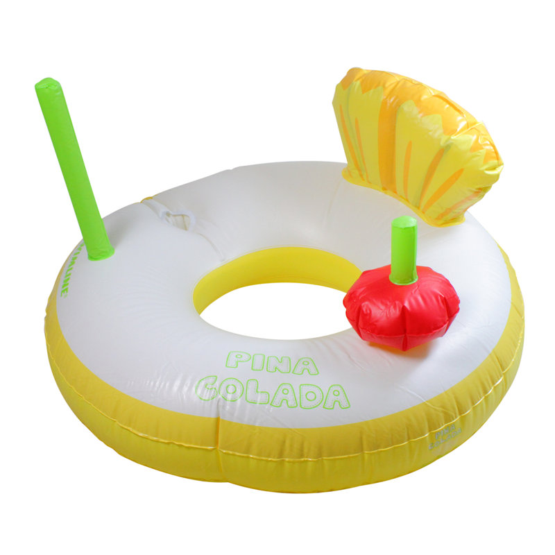 41" Inflatable Yellow And White Pina Colada Swimming Pool Ring Float